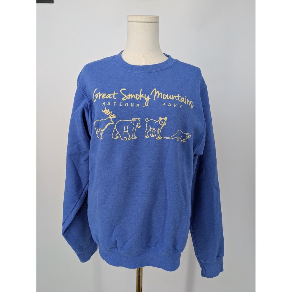 Port & Company Sweatshirt Small Blue Great Smoky Mountains National Park Graphic